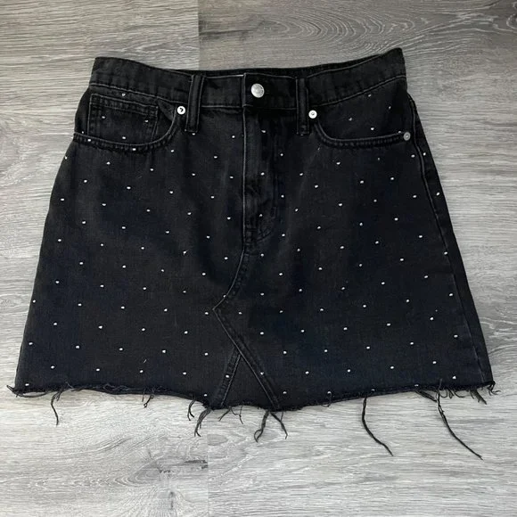 Madewell Skirts Madewell Rigid Denim Black Metallic Dots Raw